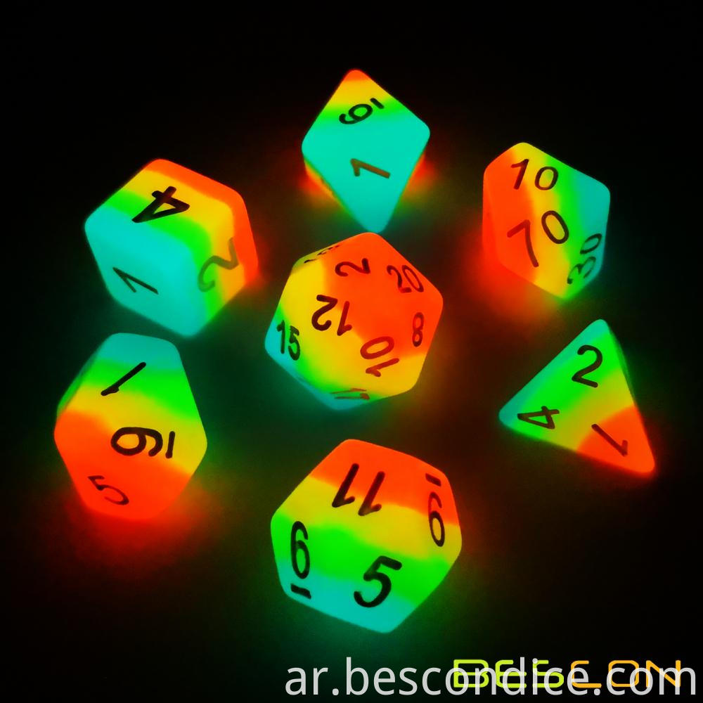 Rainbow Glowing Polyhedral Dice 7pcs 2